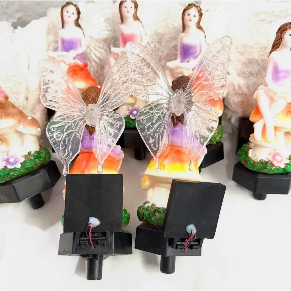 Fairy Solar Garden Stake Lights Whimsical Garden Fairy Mushroom Garden Lamps 5pc